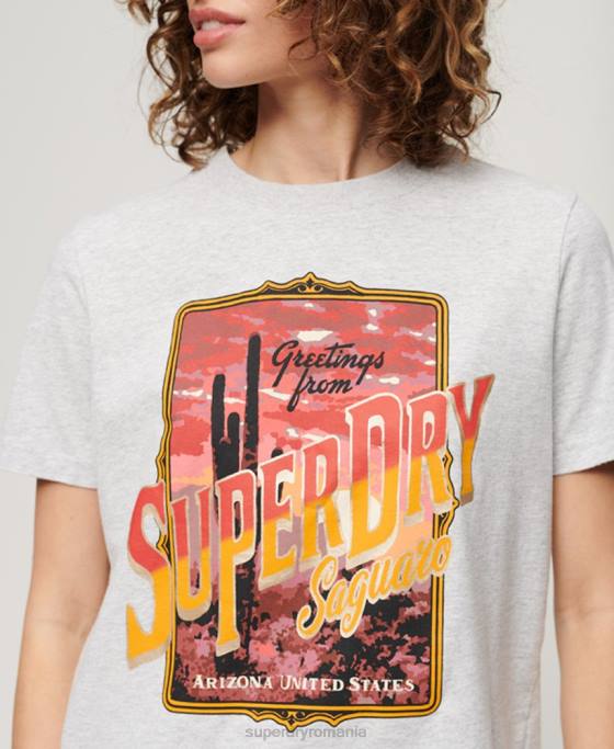 Superdry tricou grafic suvenir de călătorie îmbrăcăminte gri femei JX0Z2622