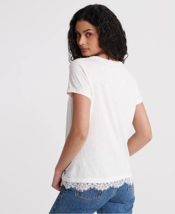 Superdry tricou grafic tilly dantela îmbrăcăminte alb femei JX0Z2805