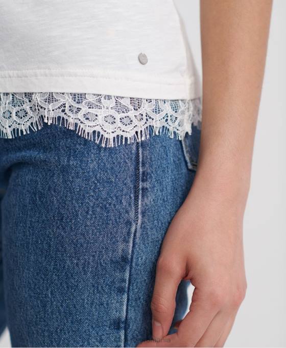 Superdry tricou grafic tilly dantela îmbrăcăminte alb femei JX0Z2805