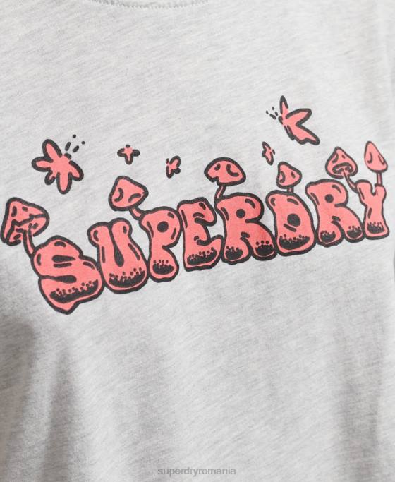 Superdry tricou grafic woodland îmbrăcăminte gri deschis femei JX0Z2729