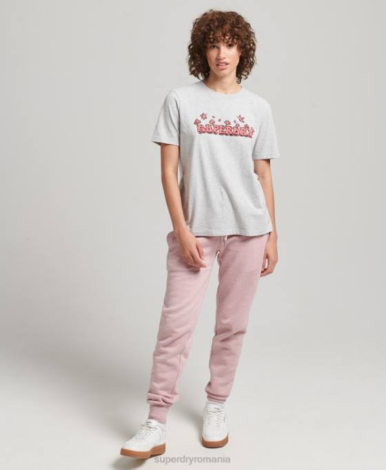 Superdry tricou grafic woodland îmbrăcăminte gri deschis femei JX0Z2729