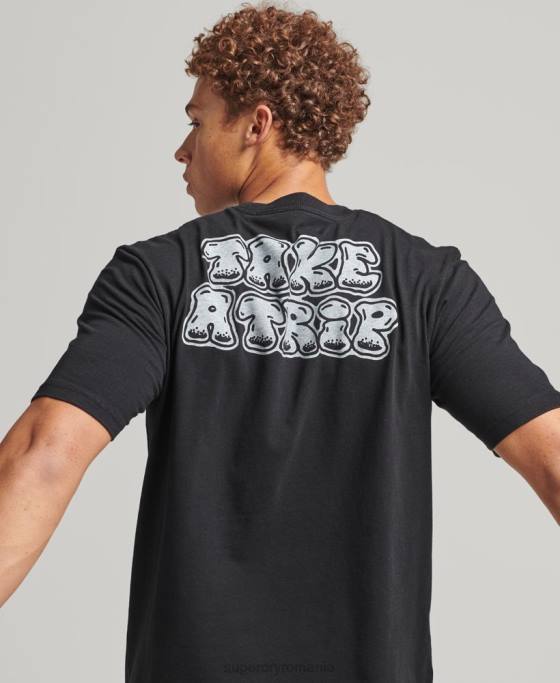 Superdry tricou grafic în pădure îmbrăcăminte gri inchis bărbați JX0Z4853