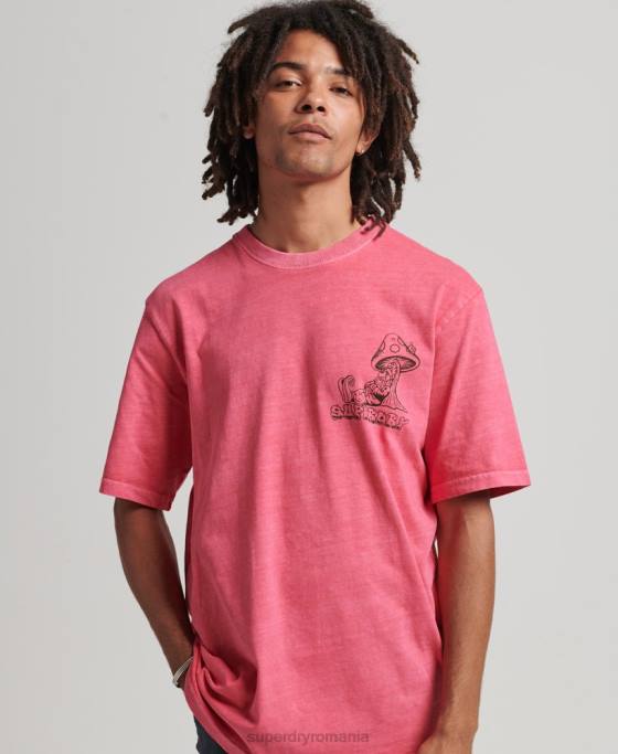 Superdry tricou grafic în pădure îmbrăcăminte roz bărbați JX0Z4793