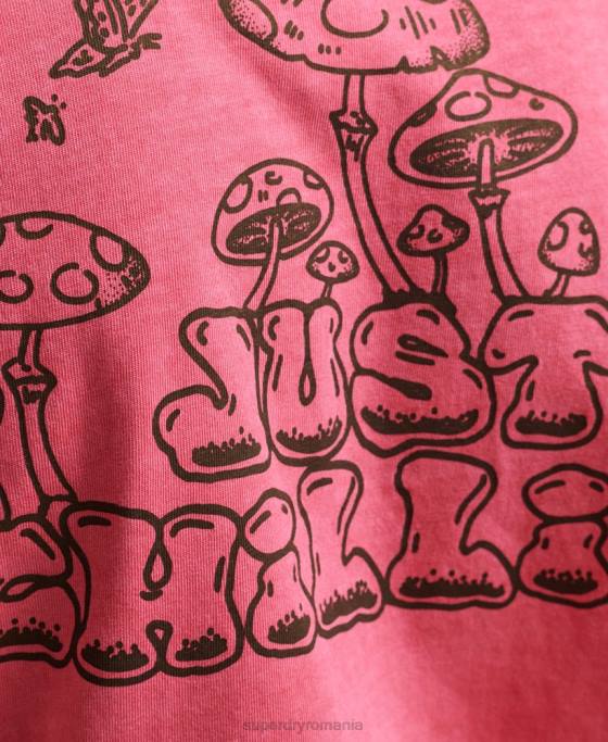 Superdry tricou grafic în pădure îmbrăcăminte roz bărbați JX0Z4793