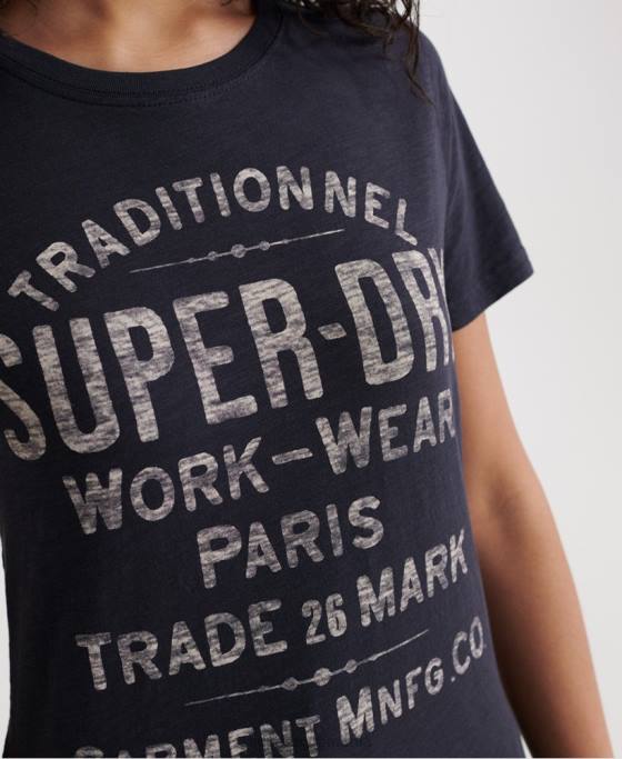 Superdry tricou haine de lucru îmbrăcăminte marina femei JX0Z2863