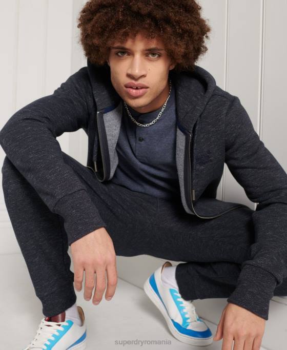 Superdry tricou henley din bumbac organic cu mâneci scurte îmbrăcăminte marina bărbați JX0Z6491