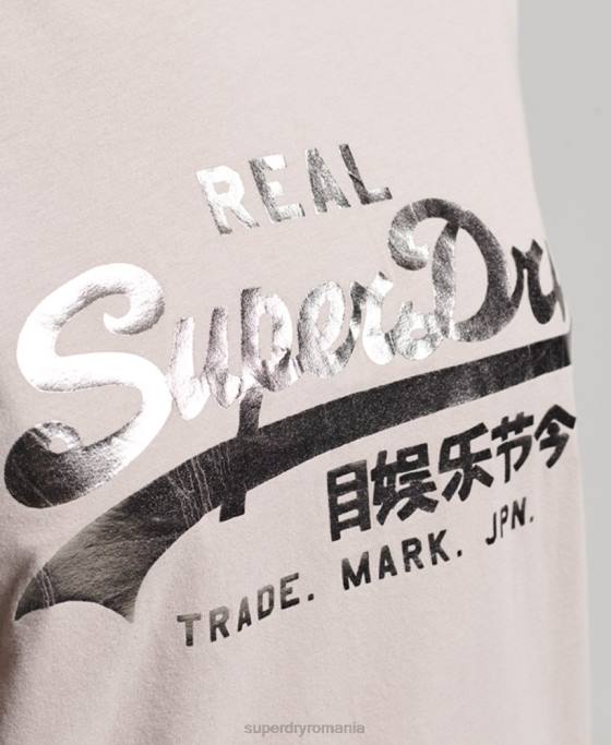 Superdry tricou impodobit cu logo vintage îmbrăcăminte bej femei JX0Z2670