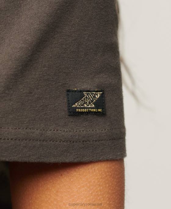 Superdry tricou impodobit cu logo vintage îmbrăcăminte gri inchis femei JX0Z2297