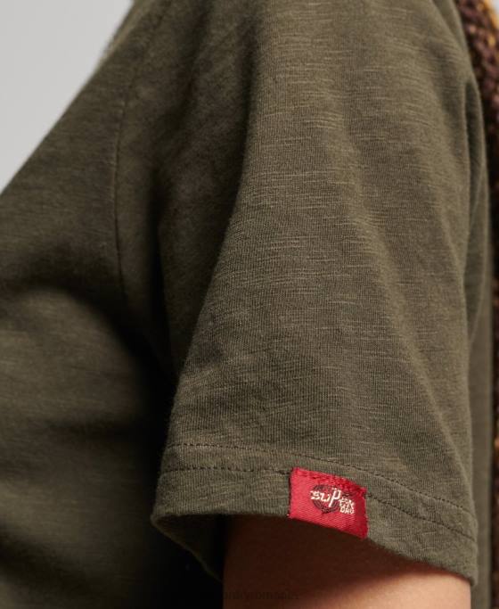 Superdry tricou impodobit cu logo vintage îmbrăcăminte kaki femei JX0Z2696