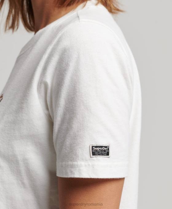 Superdry tricou impodobit vintage îmbrăcăminte alb femei JX0Z2711