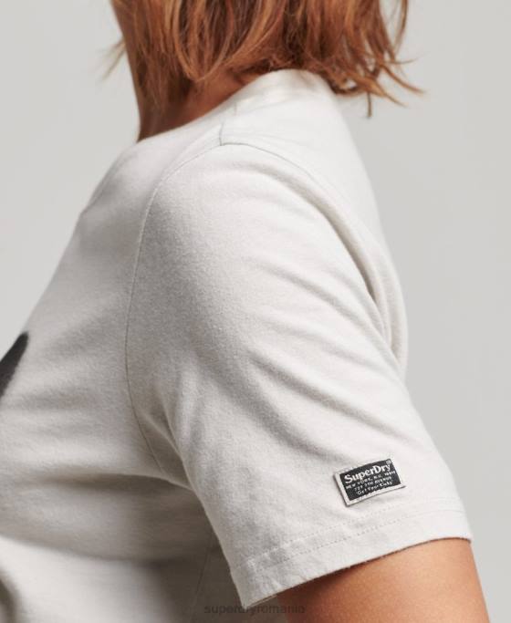 Superdry tricou impodobit vintage îmbrăcăminte gri deschis femei JX0Z2654