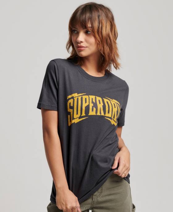 Superdry tricou impodobit vintage îmbrăcăminte gri inchis femei JX0Z2630