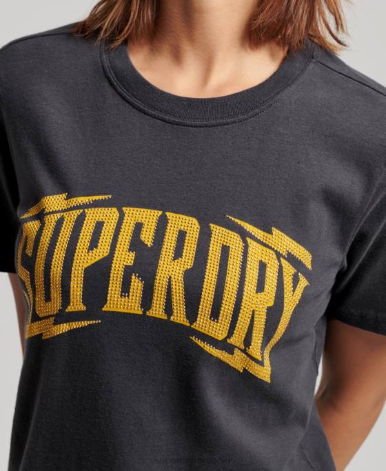 Superdry tricou impodobit vintage îmbrăcăminte gri inchis femei JX0Z2630
