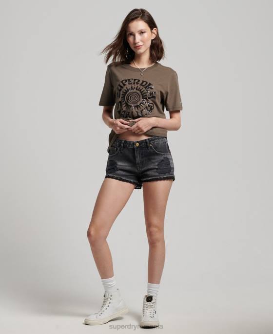 Superdry tricou impodobit vintage îmbrăcăminte kaki femei JX0Z2722