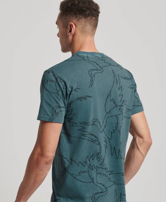 Superdry tricou imprimat supravopsit îmbrăcăminte albastru bărbați JX0Z50