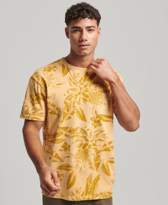 Superdry tricou imprimat supravopsit îmbrăcăminte galben bărbați JX0Z32