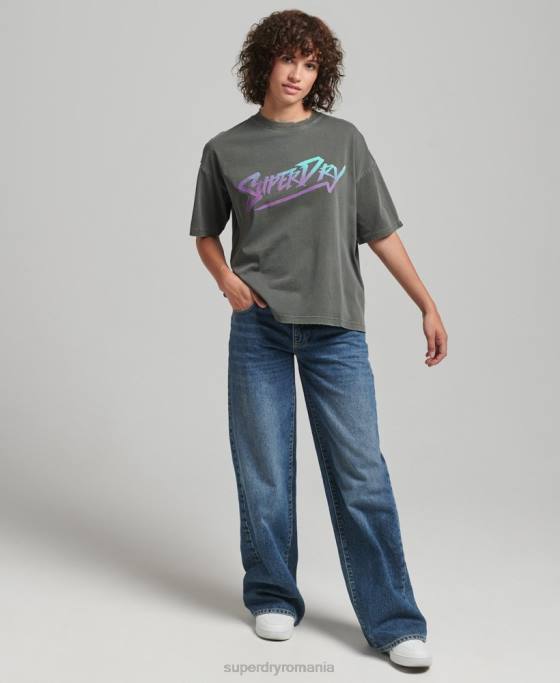 Superdry tricou indie mark îmbrăcăminte verde femei JX0Z2790