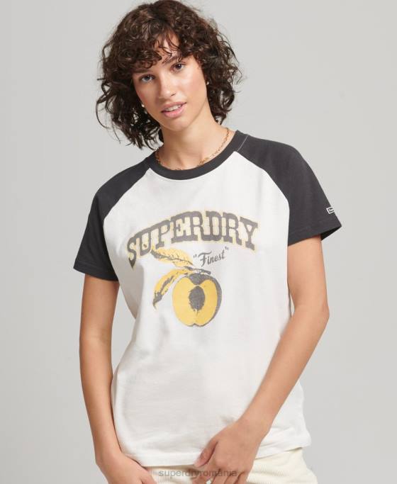 Superdry tricou indie raglan îmbrăcăminte alb femei JX0Z6251