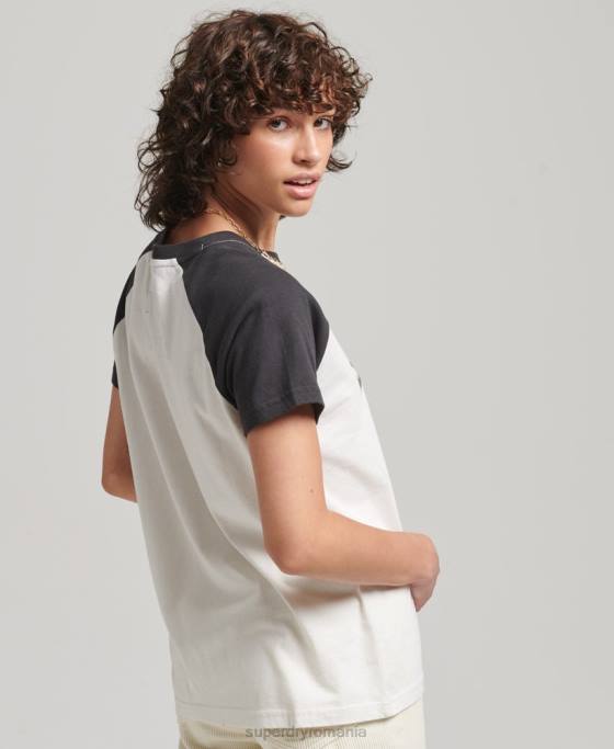 Superdry tricou indie raglan îmbrăcăminte alb femei JX0Z6251