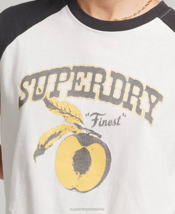 Superdry tricou indie raglan îmbrăcăminte alb femei JX0Z6251