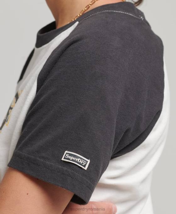 Superdry tricou indie raglan îmbrăcăminte alb femei JX0Z6251