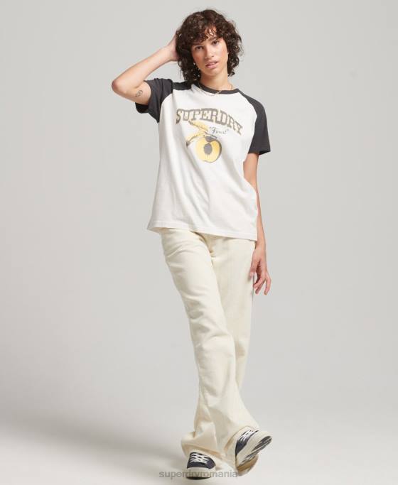 Superdry tricou indie raglan îmbrăcăminte alb femei JX0Z6251