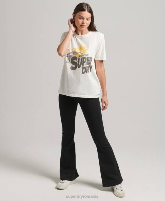 Superdry tricou indie vintage îmbrăcăminte cremă femei JX0Z6221