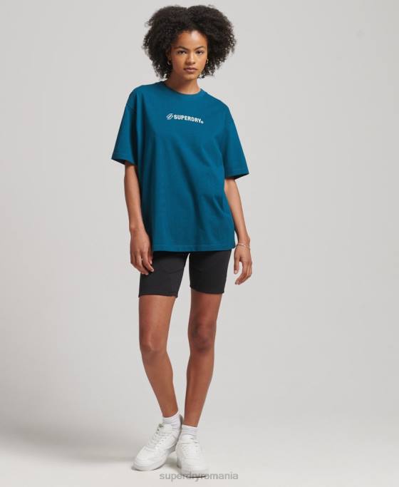 Superdry tricou largi aplicat cu logo îmbrăcăminte albastru femei JX0Z6234