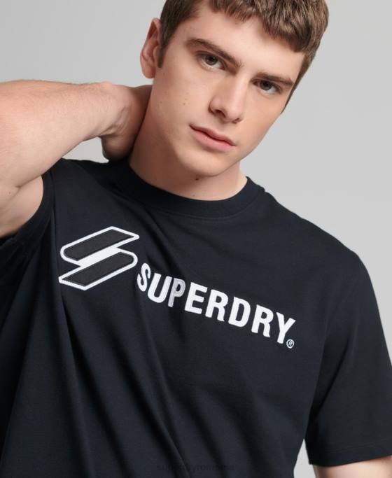 Superdry tricou largi aplicat cu logo îmbrăcăminte negru bărbați JX0Z4852