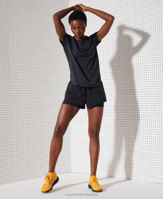 Superdry tricou liber de alergare îmbrăcăminte negru femei JX0Z6357
