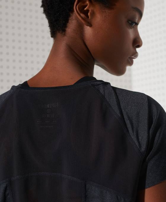 Superdry tricou liber de alergare îmbrăcăminte negru femei JX0Z6357