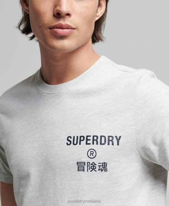 Superdry tricou marl cu logo corporativ de epocă îmbrăcăminte gri deschis bărbați JX0Z4829
