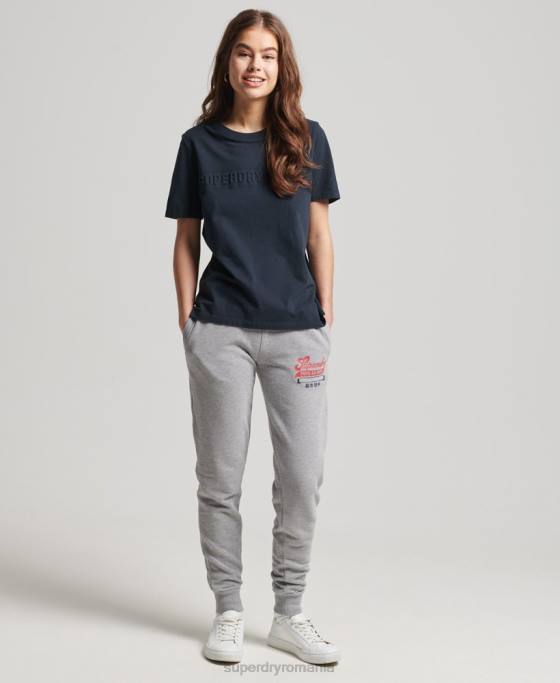 Superdry tricou marl cu logo corporativ de epocă îmbrăcăminte gri inchis femei JX0Z2785