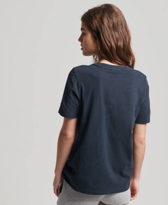 Superdry tricou marl cu logo corporativ de epocă îmbrăcăminte gri inchis femei JX0Z2785