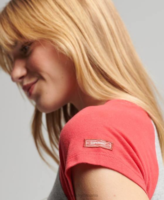 Superdry tricou mic de baseball vintage din bumbac organic îmbrăcăminte roșu femei JX0Z6231