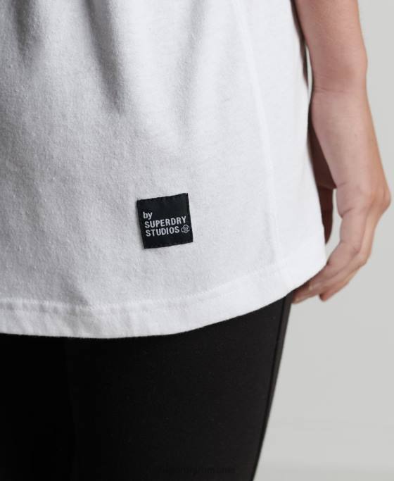 Superdry tricou micro top reciclat îmbrăcăminte alb femei JX0Z6255