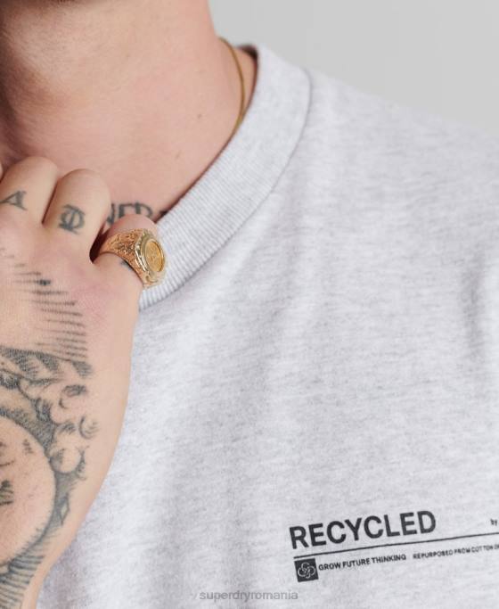Superdry tricou micro top reciclat îmbrăcăminte gri deschis bărbați JX0Z4960
