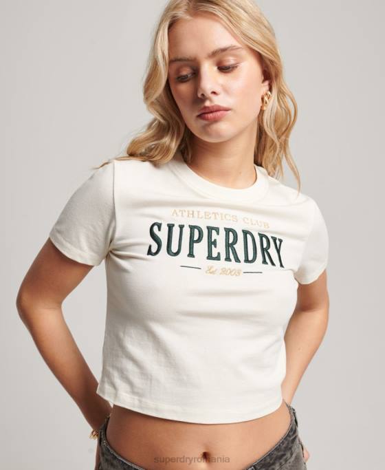 Superdry tricou minuscul brodat grafic cod îmbrăcăminte cremă femei JX0Z2232