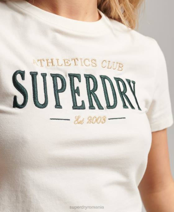 Superdry tricou minuscul brodat grafic cod îmbrăcăminte cremă femei JX0Z2232