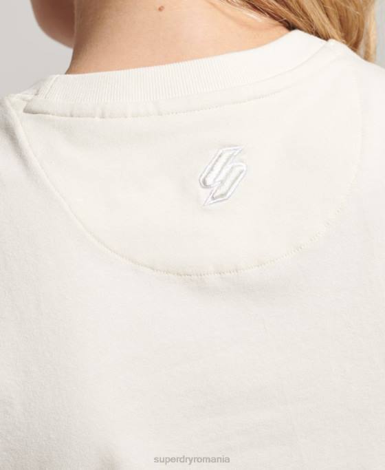 Superdry tricou minuscul brodat grafic cod îmbrăcăminte cremă femei JX0Z2232