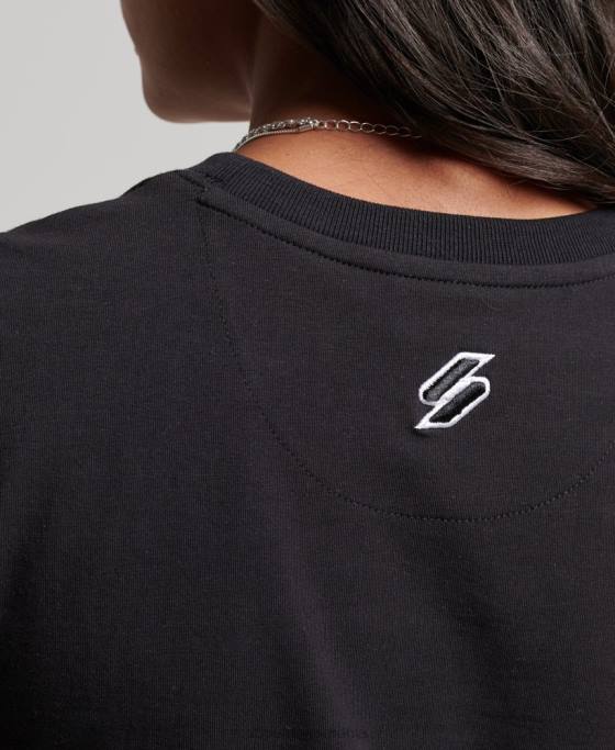 Superdry tricou minuscul brodat grafic cod îmbrăcăminte negru femei JX0Z2231