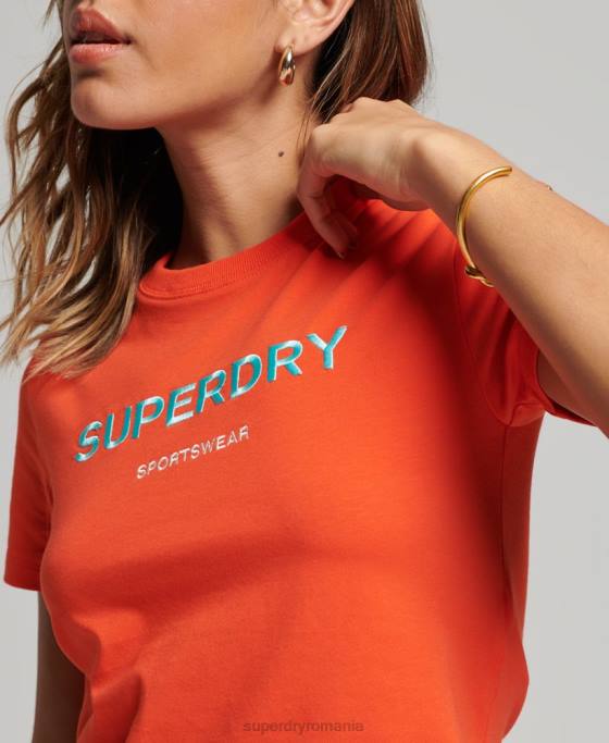 Superdry tricou minuscul brodat grafic cod îmbrăcăminte portocale femei JX0Z2318