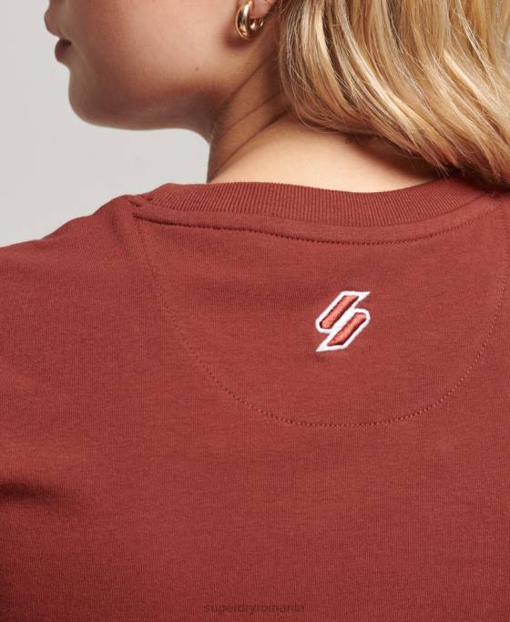 Superdry tricou minuscul brodat grafic cod îmbrăcăminte roșu femei JX0Z2233