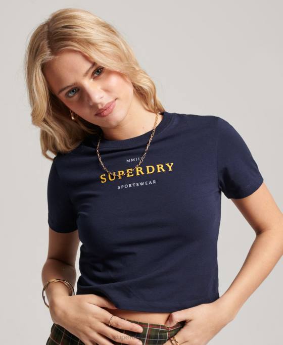 Superdry tricou minuscul grafic îmbrăcăminte marina femei JX0Z2296