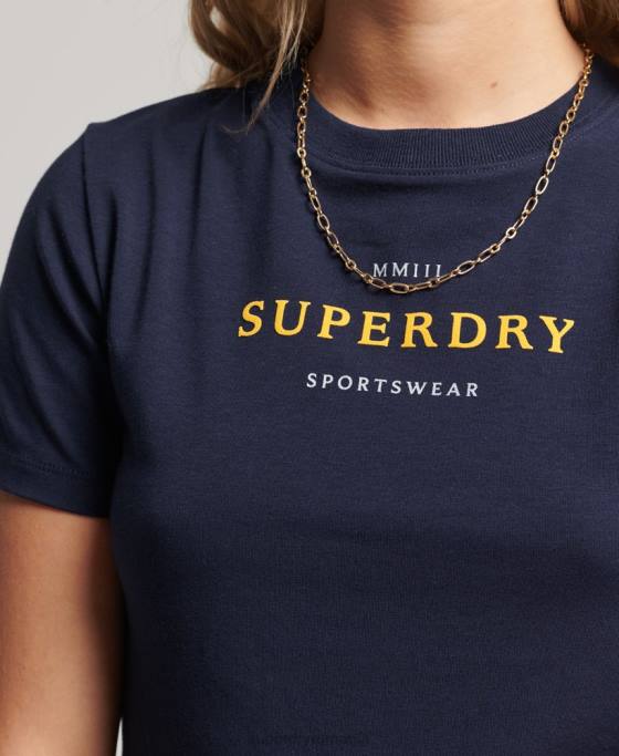 Superdry tricou minuscul grafic îmbrăcăminte marina femei JX0Z2296