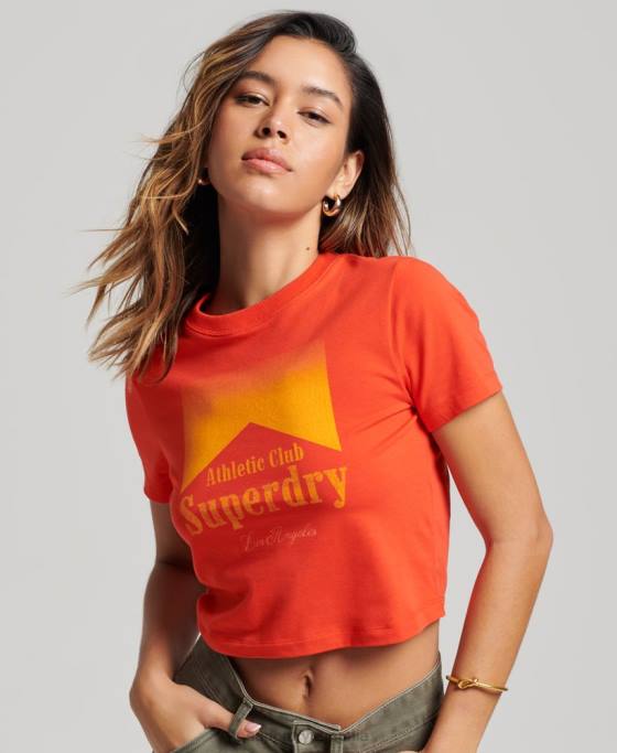Superdry tricou minuscul grafic îmbrăcăminte roșu femei JX0Z2214