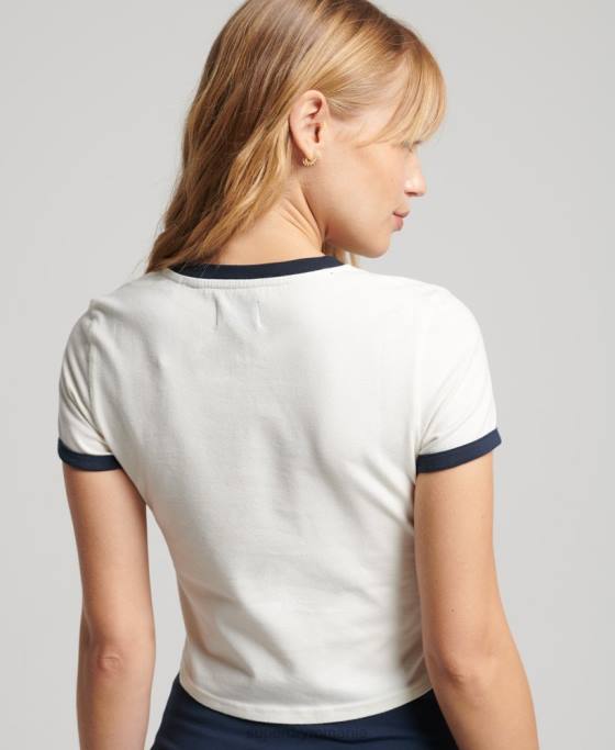 Superdry tricou minuscul vintage ringer îmbrăcăminte alb femei JX0Z2817