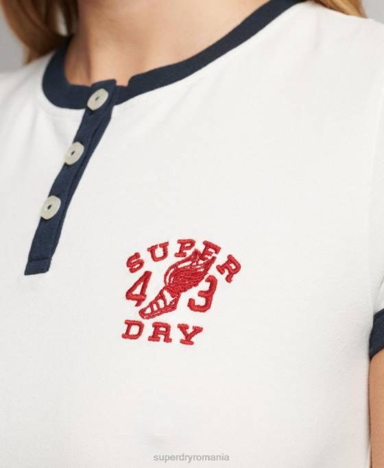 Superdry tricou minuscul vintage ringer îmbrăcăminte alb femei JX0Z2817