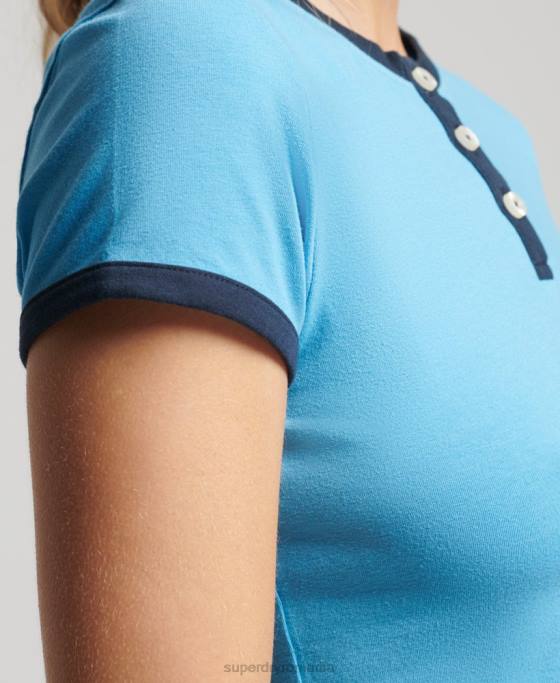 Superdry tricou minuscul vintage ringer îmbrăcăminte albastru deschis femei JX0Z6218