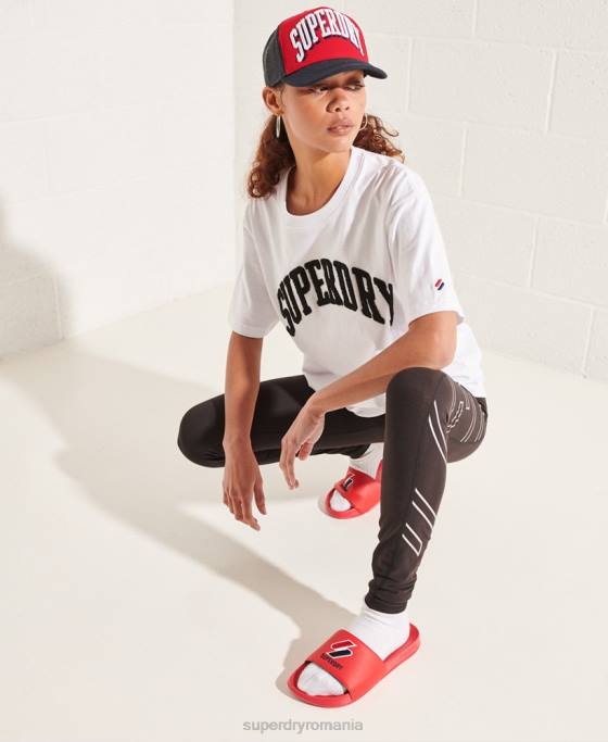 Superdry tricou mono arc varsity îmbrăcăminte alb femei JX0Z6300